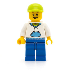 LEGO hol016 - Boy (White Hoodie with Blue Pockets, Blue Legs, Lime Short Bill Cap)
