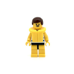 LEGO par025 - Horizontal Blue/White Stripes (Yellow Legs, Brown Male Hair, Life Jacket)
