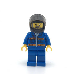 LEGO cty0152 - (Blue Jacket with Pockets and Orange Stripes, Dark Bluish Gray Legs, Black Helmet, Gray Beard)
