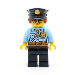 LEGO cty0732 -Police (City Officer Female, Bright Light Blue Shirt with Badge and Radio, Dark Blue Legs, Dark Blue Police Hat, Sunglasses)