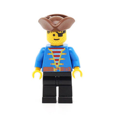 LEGO pi080 - Pirate (Blue Jacket, Black Legs, Brown Pirate Triangle Hat, Black Hair)