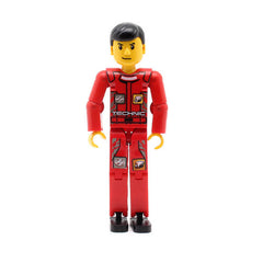 LEGO tech034 - Technic Figure (Red Legs, Red Top with Technic Logo, Black Hair, without Stickers)