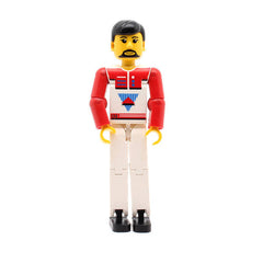 LEGO tech036 - Technic Figure (White Legs, White Top with Red Vest, Red Arms, Black Hair)