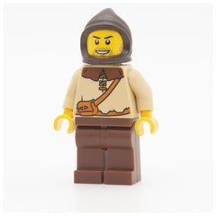 LEGO cas491 - Peasant (Male with Dark Brown Hood)