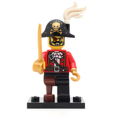 NEW - LEGO col08-15 - Pirate Captain, Series 8 (Set mit Stand und Zubehör)
