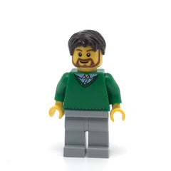 LEGO cty0194 - (Green V-Neck Sweater, Light Bluish Gray Legs, Dark Brown Tousled Hair)