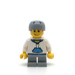 LEGO cty0285 - (White Hoodie with Blue Pockets, Light Bluish Gray Short Legs, Light Bluish Gray Sports Helmet)