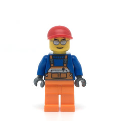 LEGO cty0294 - Overalls (Safety Stripe Orange, Orange Legs, Red Short Bill Cap, Silver Sunglasses)