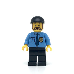 LEGO cty0316 - Police (City Shirt with Dark Blue Tie and Gold Badge, Black Legs, Black Short Bill Cap, Brown Beard Rounded)