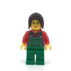 LEGO cty0667 -Lawn Worker (Pink Lips, Green Overalls over Plaid Shirt)