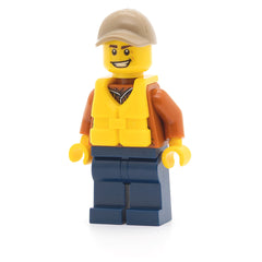 LEGO cty0816 - Jungle Explorer (Dark Orange Jacket with Pouches, Dark Blue Legs, Dark Tan Cap with Hole, Life Jacket Center Buckle, Big Smile)