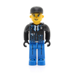 LEGO 4j017 - Police (Blue Legs, Black Jacket, Black Cap)