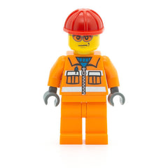 LEGO cty0132 - Construction Worker (Orange Zipper, Safety Stripes, Orange Arms, Orange Legs, Red Construction Helmet, Orange Glasse)