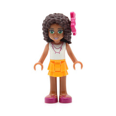 LEGO frnd132 - Friends Andrea (Bright Light Orange Layered Skirt, White Top with Necklace with Music Notes)