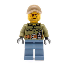 LEGO cty0683 - Volcano Explorer (Male, Shirt with Belt and Radio, Dark Tan Cap with Hole, Crooked Smile and Scar)