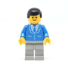 LEGO trn070 - Suit with 3 Buttons Blue (Light Gray Legs, Black Male Hair)