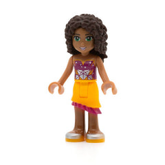 LEGO frnd122 - Friends Andrea (Bright Light Orange Asymmetric Skirt with Magenta Fringe)