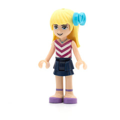 LEGO frnd184 - Friends Stephanie (Dark Blue Layered Skirt, Magenta and White V-Striped Top, Medium Azure Bow)