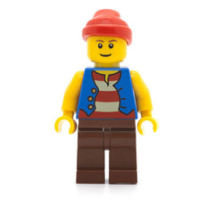 LEGO pi137b - Pirate (Blue Vest, Reddish Brown Legs, Red Bandana)