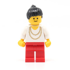 LEGO trn077 - (Necklace Gold, Red Legs, Black Ponytail Hair)