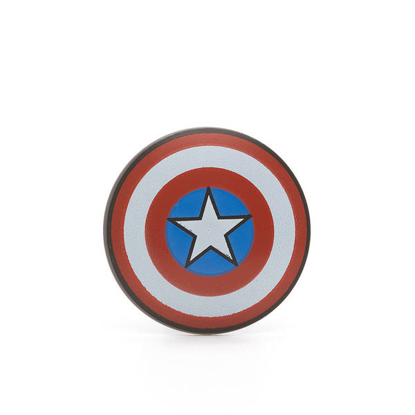 Farbenfrohe LEGO Schilder mit verschiedenen Symbolen und Designs, die kreativ und spielerisch gestaltet sind. Kaufe jetztLEGO 75902pb13 - Shield Round (Rounded Front, Red and White Rings and Captain America Star Pattern, Dark Bluish Gray)