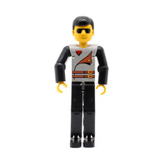 LEGO tech012 - Technic Figure (Black Legs, Light Gray Top with 2 Brown Belts, Black Arms)