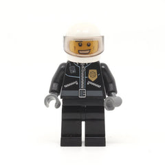 LEGO cty0228 - Police (City Leather Jacket with Gold Badge and 'POLICE' on Back, White Helmet, Trans-Black Visor)