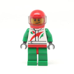 LEGO cty0389 - Race Car Driver (White Race Suit with Octan Logo, Red Helmet with Trans-Black Visor, Crooked Smile with Black Dimple)