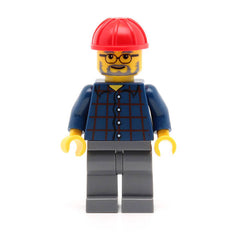 LEGO cty0126 - (Plaid Button Shirt, Dark Bluish Gray Legs, Red Construction Helmet, Glasses, Gray Beard)