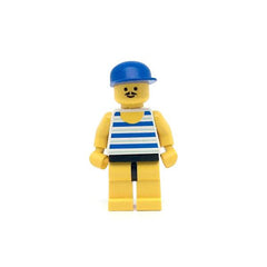 LEGO par027 - Horizontal Blue and Light Green Stripes (Yellow Legs, Blue Cap)