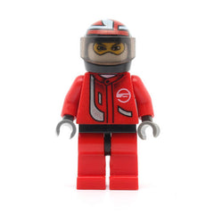 LEGO rac019 - Racer Driver (Red with White Balaclava, Black Helmet with Red/Silver)