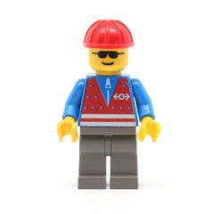 LEGO trn081 - (Red Vest and Zipper, Dark Gray Legs, Red Construction Helmet)