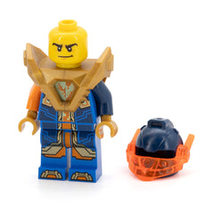 LEGO nex140 - Clay Moorington (Dark Blue Helmet, Trans-Neon Orange Visor, Pearl Gold Armor)
