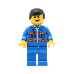LEGO cty0139 - (Blue Jacket with Pockets and Orange Stripes, Blue Legs, Black Male Hair)