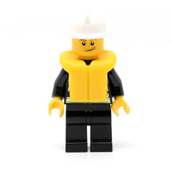 LEGO cty0117b - Fire (Reflective Stripes, Black Legs, White Fire Helmet, Crooked Smile, Life Jacket)