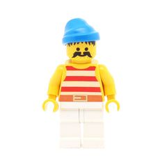 LEGO pi042 - Pirate (Red / White Stripes Shirt, White Legs, Blue Bandana)