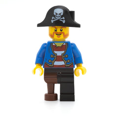 LEGO pi146 - Pirate Blue Jacket, Black Leg with Peg Leg, Black Pirate Hat with Skull