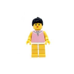 LEGO par042 - Gray and White Collar (Yellow Legs, Black Ponytail Hair)