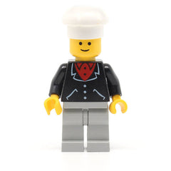 LEGO trn091 - (Suit with 3 Buttons Black, Light Gray Legs, White Chef Hat)