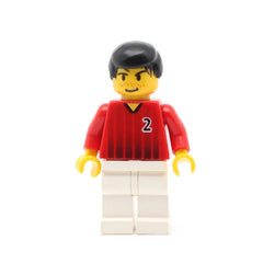 LEGO soc086 - Soccer Player (Red/White Team with Shirt #2)