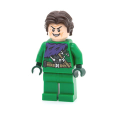 LEGO sh0888 - Green Goblin (Green Outfit without Mask, Dark Brown Hair)