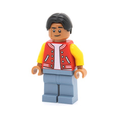 LEGO sh0893 - Ned Leeds (Red and Yellow Letter Jacket, Sand Blue Legs)