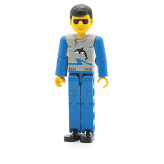 LEGO tech021 - Technic Figure (Blue Legs, Light Gray Top with Orca Pattern, Blue Arms)