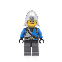 LEGO cas530 - King's Knight (Castle, Blue and White with Chest Strap and Crown Belt, Helmet with Neck Protector, Scared Face)