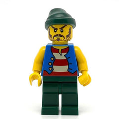 LEGO pi099 - Pirate (Blue Vest, Dark Green Legs, Dark Green Bandana, Long Brown Moustache)