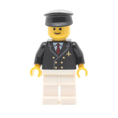 LEGO air029 - Airport (Pilot with Red Tie and 6 Buttons, White Legs, Black Hat, Standard Grin)