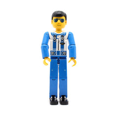 LEGO tech038 - Technic Figure (Blue Legs, White Top with Zipper & Shoulder Harness Pattern, Blue Arms)