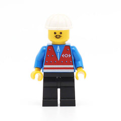 LEGO trn053 - (Red Vest and Zipper, Black Legs, White Construction Helmet)