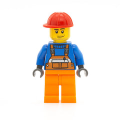 LEGO cty0079 - Overalls (Safety Stripe Orange, Orange Legs, Red Construction Helmet, Smirk and Stubble Beard)