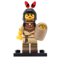 NEW - LEGO col15-05 - Tribal Woman, Series 15 (Set mit Stand und Zubehör)